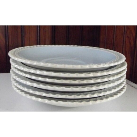 Harkerware Saucers Lot of 6 Vintage Pottery Chesterson Blue White 6-1/4" - Picture 7 of 8